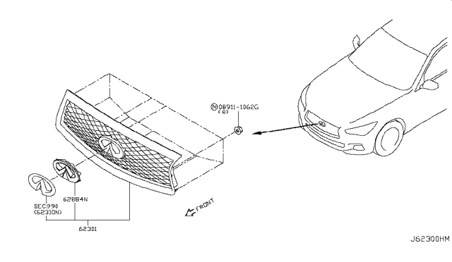 2018 Infiniti Q50 Front Grille Diagram 1