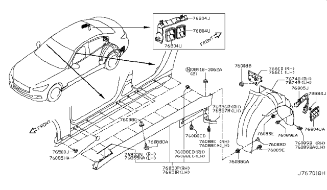 2015 Infiniti Q50 Drafter-Air Diagram for 76804-JY00A