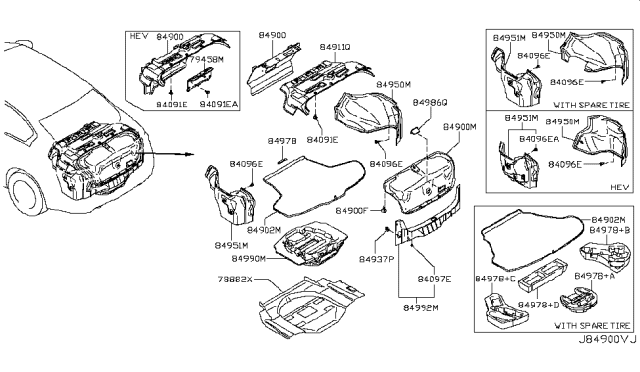 2017 Infiniti Q50 Trunk & Luggage Room Trimming Diagram 2