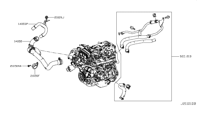 2015 Infiniti Q50 Water Hose & Piping Diagram 1