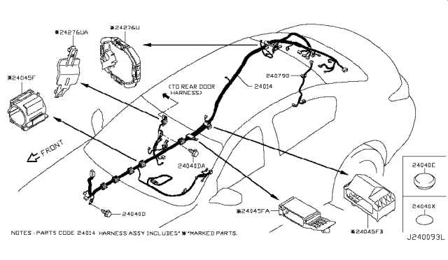 2017 Infiniti Q50 Harness Assembly-Body Diagram for 24014-6HH5A