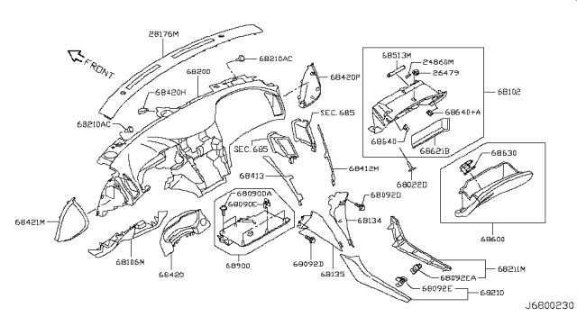 2016 Infiniti Q50 Instrument Panel,Pad & Cluster Lid Diagram 4