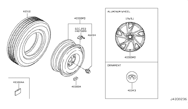 2015 Infiniti Q50 Wheel Alloy Diagram for D0C00-4GH9A