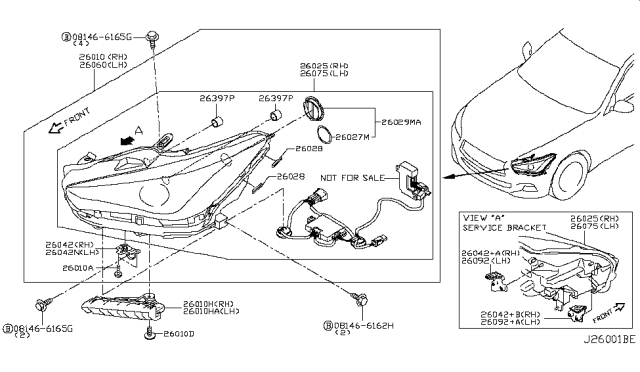 2018 Infiniti Q50 Headlamp Assembly Right Diagram for 26010-4HB0B