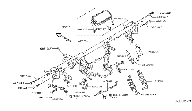 2019 Infiniti Q50 Instrument Panel,Pad & Cluster Lid Diagram 1