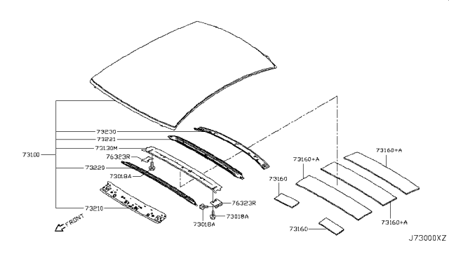 2015 Infiniti Q50 Roof Panel & Fitting Diagram 1