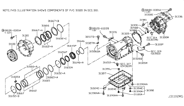 2016 Infiniti Q50 Torque Converter,Housing & Case Diagram 4