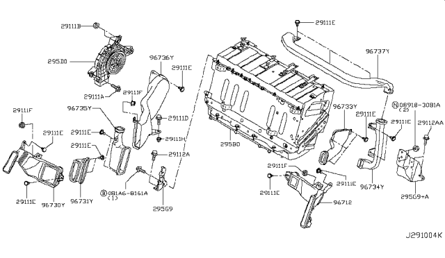 2017 Infiniti Q50 Duct-Battery Outlet Diagram for 96735-4GA0A