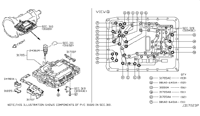 2017 Infiniti Q50 Plate-Separator Diagram for 31719-3SX0A
