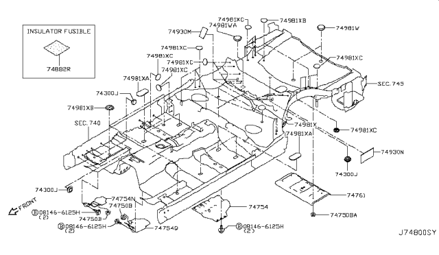 2016 Infiniti Q50 Floor Fitting Diagram 6