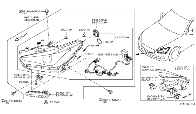2016 Infiniti Q50 Headlamp Assembly Left Diagram for 26060-4HB1A