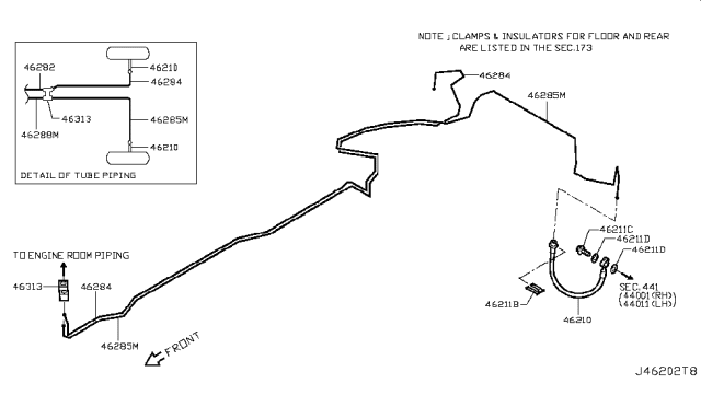 2014 Infiniti Q50 Brake Piping & Control Diagram 7