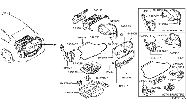 2019 Infiniti Q50 Trunk & Luggage Room Trimming Diagram 2