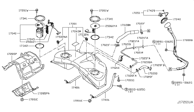 2017 Infiniti Q50 RETAINER, Quick Connect Diagram for 17532-C9900