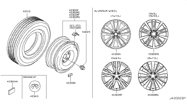 2018 Infiniti Q50 Ornament - Disc Wheel Diagram for 40343-6WY6A