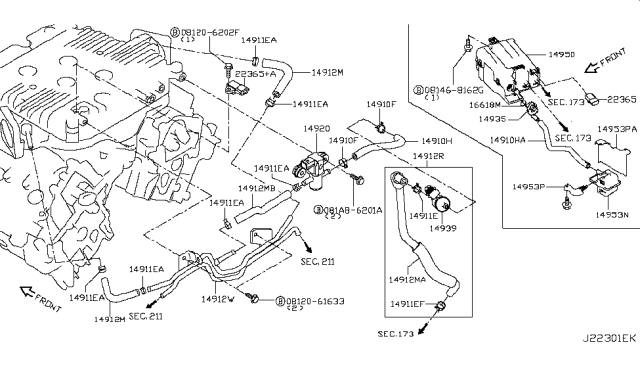 2014 Infiniti Q50 Engine Control Vacuum Piping Diagram 2