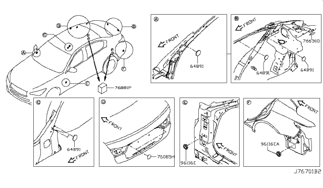 2015 Infiniti Q50 Body Side Fitting Diagram 3