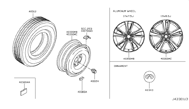 2018 Infiniti Q50 Road Wheel & Tire Diagram 1