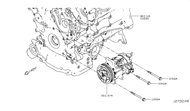 2019 Infiniti Q50 Compressor Mounting & Fitting Diagram 3