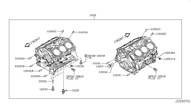 2019 Infiniti Q50 Cylinder Block & Oil Pan Diagram 5