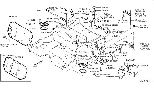 2019 Infiniti Q50 Stay - Rear Suspension Member, RH Diagram for 55451-4GA0C