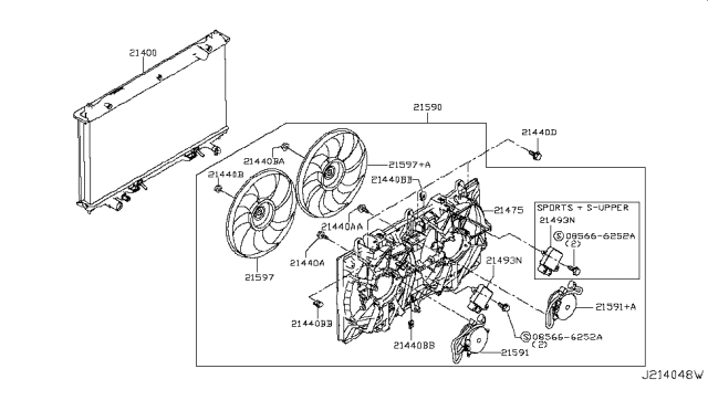 2019 Infiniti Q50 Radiator,Shroud & Inverter Cooling Diagram 12