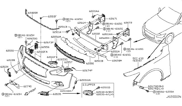 2015 Infiniti Q50 Front Bumper Diagram 2