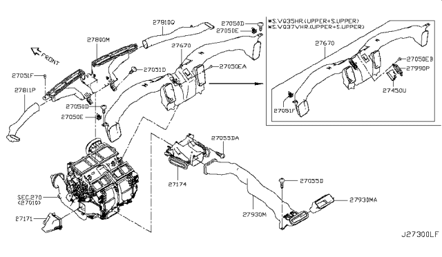 2015 Infiniti Q50 Duct-Ventilator,Center Diagram for 27860-4GA0B