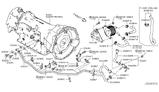 2017 Infiniti Q50 Transmission Assembly -Automatic Diagram for 31020-74X1D