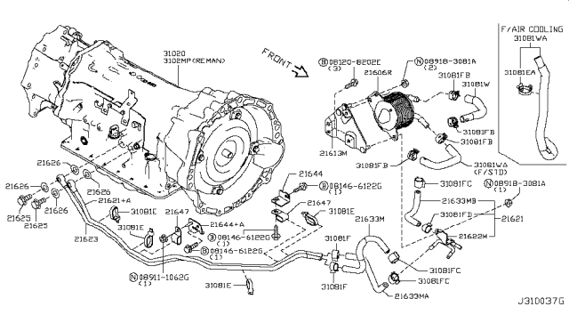 2017 Infiniti Q50 Auto Transmission,Transaxle & Fitting Diagram 12