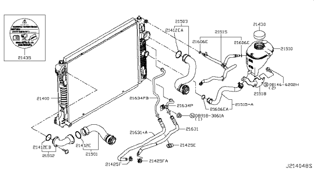 2015 Infiniti Q50 Radiator,Shroud & Inverter Cooling Diagram 1