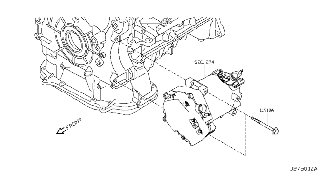 2015 Infiniti Q50 Compressor Mounting & Fitting Diagram 2
