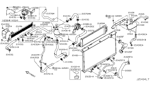 2019 Infiniti Q50 Radiator,Shroud & Inverter Cooling Diagram 4