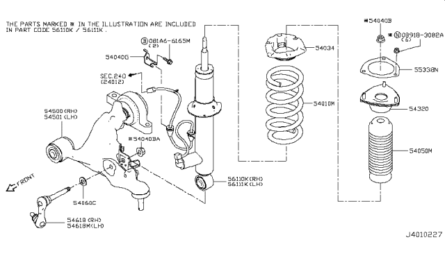 2019 Infiniti Q50 Front Spring Diagram for 54010-JK12C