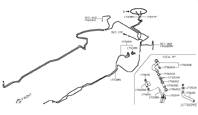 2016 Infiniti Q50 Hose-Evaporation Piping Diagram for 17226-4HD0B