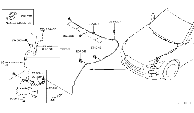 2015 Infiniti Q50 Cap-Windshield Washer Tank Diagram for 28913-CN00B