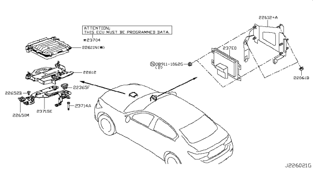 2015 Infiniti Q50 Blank Engine Control Module Diagram for 23703-1MG1A