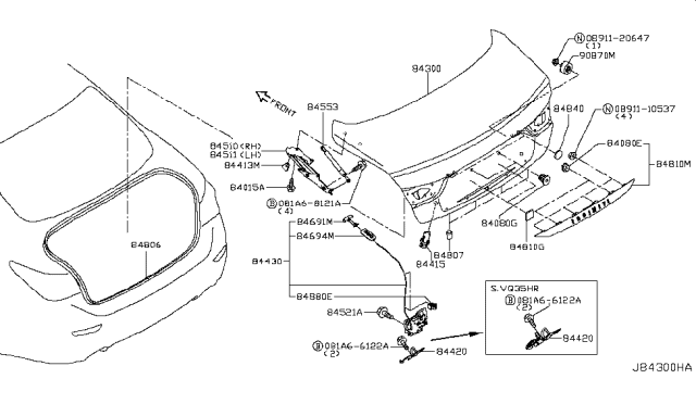 2019 Infiniti Q50 Trunk Lid & Fitting Diagram 2