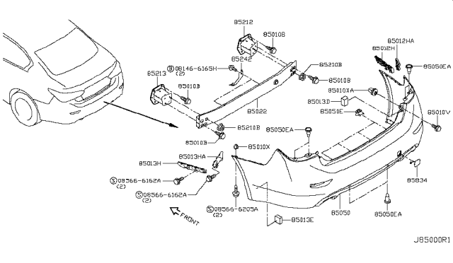 2017 Infiniti Q50 Rear Bumper Diagram