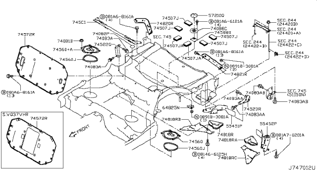 2014 Infiniti Q50 SHIM Diagram for 74853-1BA0A