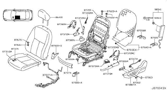 2018 Infiniti Q50 Front Seat Diagram 1