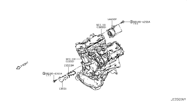 2016 Infiniti Q50 Front Cover,Vacuum Pump & Fitting Diagram 8