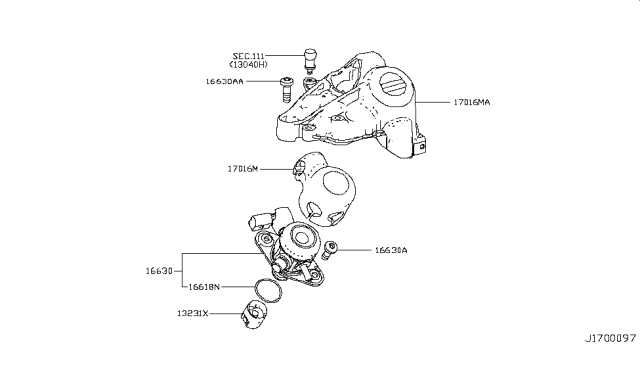 2019 Infiniti Q50 Cover-Fuel Pump Upper Diagram for 17016-HG00B