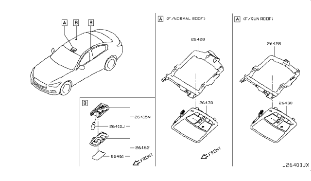 2016 Infiniti Q50 Map Lamp Assy Diagram for 26430-6HC7D