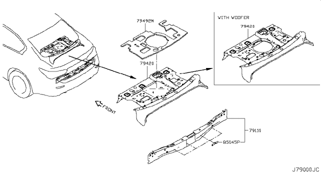 2015 Infiniti Q50 Panel-Rear,Upper Diagram for G9110-4GA0A