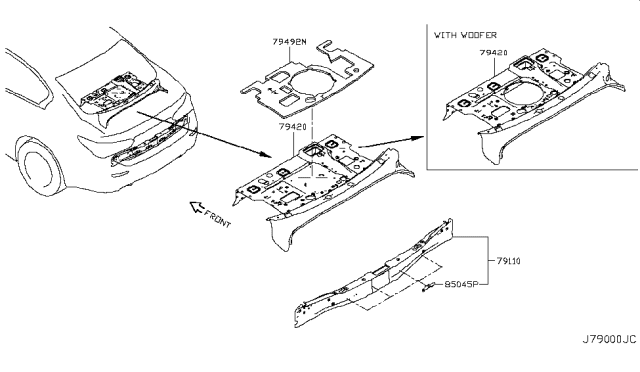 2015 Infiniti Q50 Shelf Assy-Parcel Diagram for G9420-4GA1A