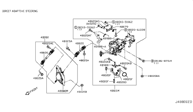2014 Infiniti Q50 ACTUATOR Assembly-Steering,Clutch Diagram for 48880-4GA0D