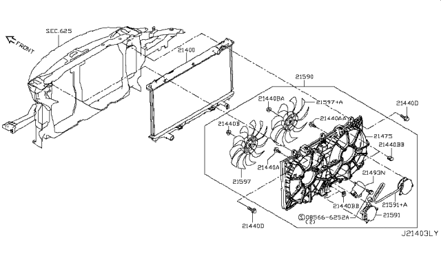 2015 Infiniti Q50 Radiator,Shroud & Inverter Cooling Diagram 14