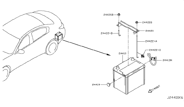 2019 Infiniti Q50 Battery & Battery Mounting Diagram 3