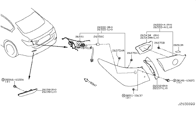 2018 Infiniti Q50 Packing-Lens RH Diagram for 26543-6HH0A